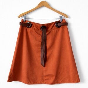 Vintage Valentino Cotton Silk A Line Skirt Wood Grommet Size 10 Italian